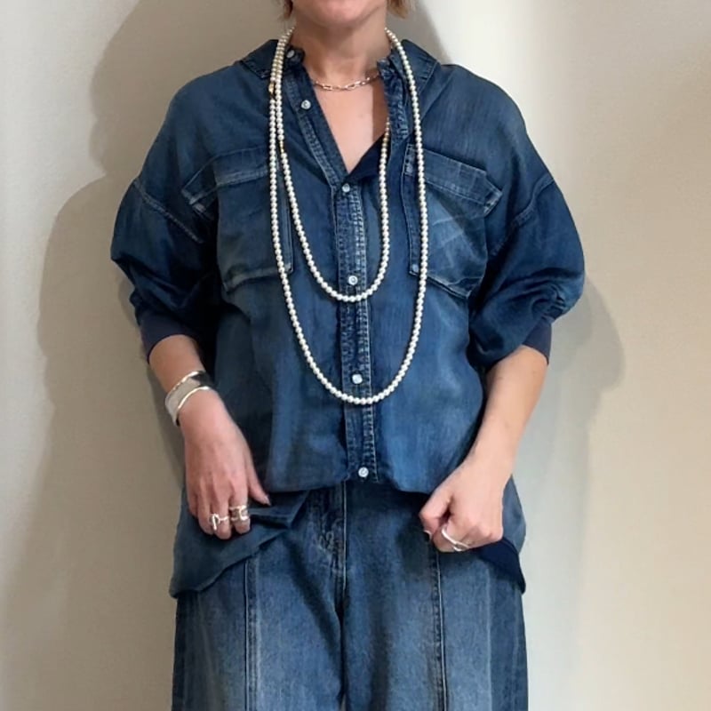 御予約】大ヒット✨【Dignite collier】シアーデニムシャツ 御予約】大ヒット✨【Dignite collier】シアーデニムシャツ