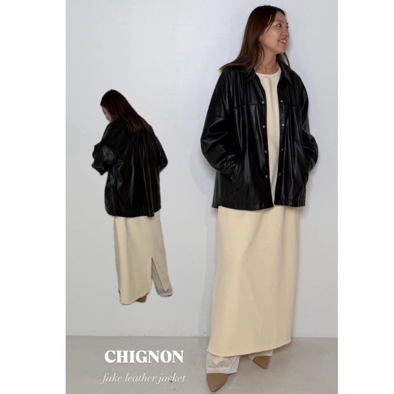 新品未使用【CHIGNON/シニヨン】フェイクレザージャケット CHIGNON】ﾌｪｲｸﾚｻﾞｰJKT | selectshop kusukusu
