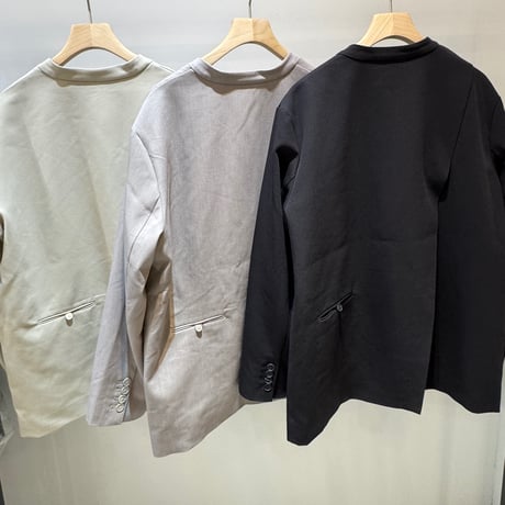 【hunch】ポリレーヨン バックスリット ノーカラージャケット