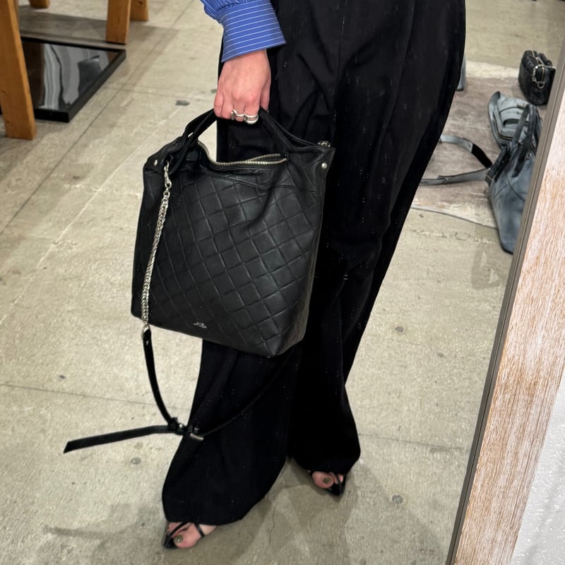 M.U.L.】フォルダブル 3way トート ブラックキルティング型押し