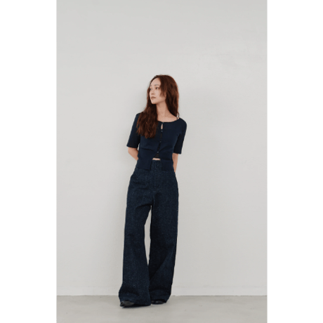 【Hella】cropped sheer knit cardigan　※納期4月中旬〜5月中旬