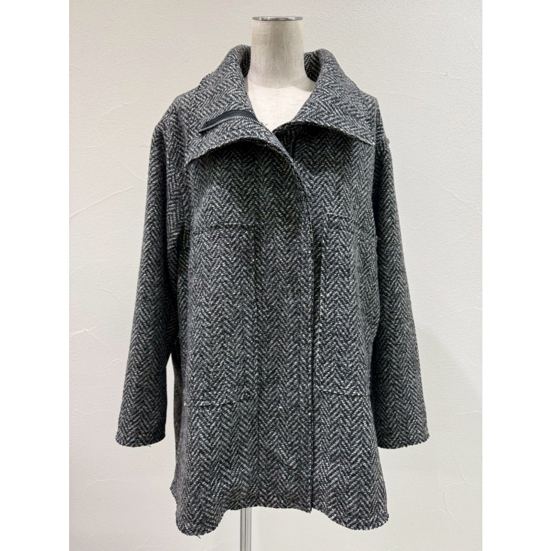 今期新作 15%off★CYAN TOKYO ヘリンボーンツイードハーフコート CYAN TOKYO】ヘリンボーンツイードハーフコート | selectshop kusukusu