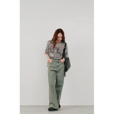 【Hella】rascel lace half sleeve top　※納期3月中旬〜4月中旬