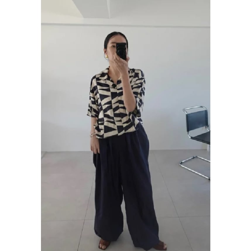 トップス anuke Geometric Satin Shirts ànuke】Geometric Satin Shirts | selectshop kusu