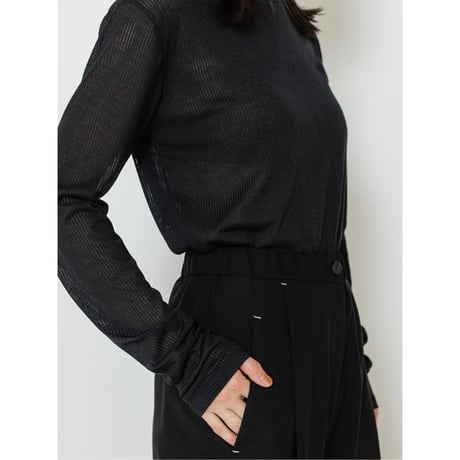 【YENN】SHEER RIB LONG TEE