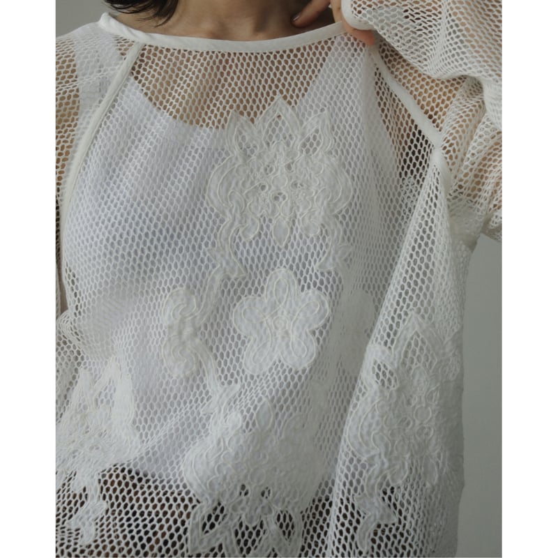 ànuke】Embroidery Mesh Tops | selectshop kusukusu