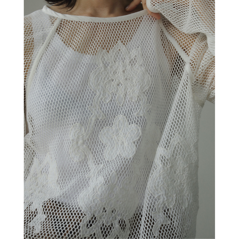ànuke】Embroidery Mesh Tops | selectshop kusukusu