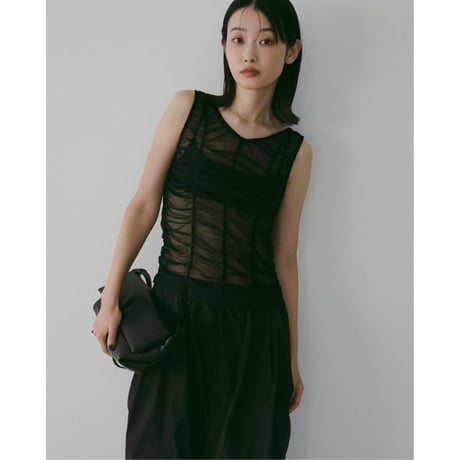 【anuke】Tulle Gather Tanktop