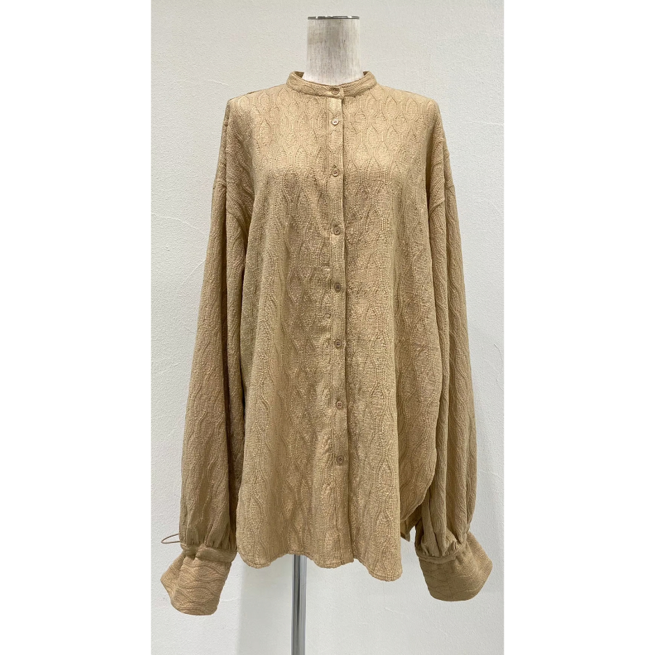 24AW☆予約完売☆シアントーキョー☆カフスアレンジパイルジャガードシャツ 白 24AW☆予約完売☆シアントーキョー☆カフスアレンジパイル