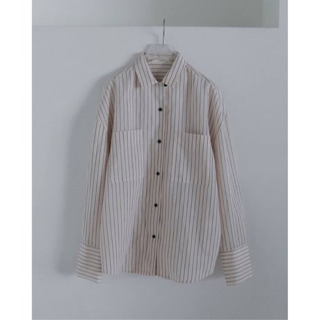 【anuke】Opencollar Stripe Shirts