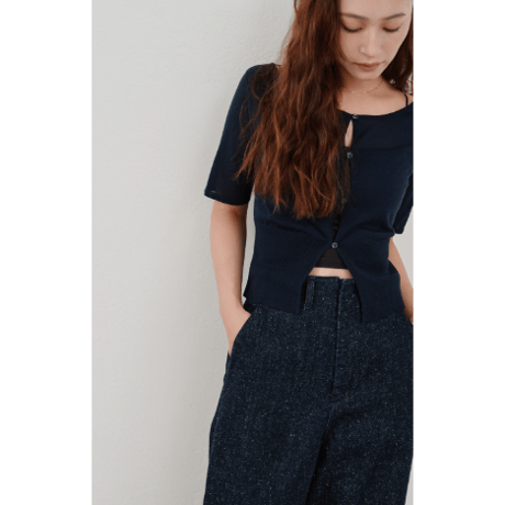 【Hella】cropped sheer knit cardigan　※納期4月中旬〜5月中旬