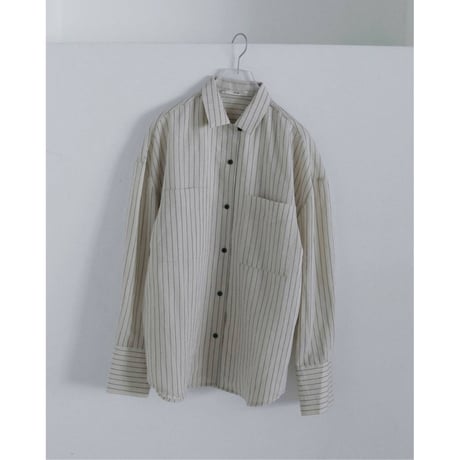 【anuke】Opencollar Stripe Shirts