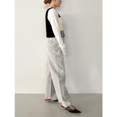 【YENN】HIGH RISE TUCK WIDE　ライトグレー