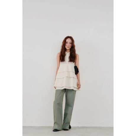 【Hella】cotton crepe layer top　※納期5月中旬〜6月中旬