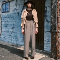 【LE MELANGE】ストレッチラッセルレースヘンリーネックTee