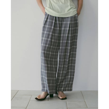 【anuke】Check Daubletuck Pants