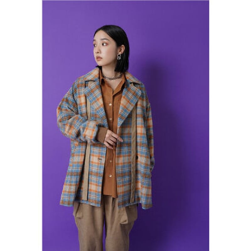 CYAN TOKYO】ウールチェックオーバーPコート | selectshop kusukusu CYAN TOKYO】ウールチェックオーバーPコート | selectshop kusukusu