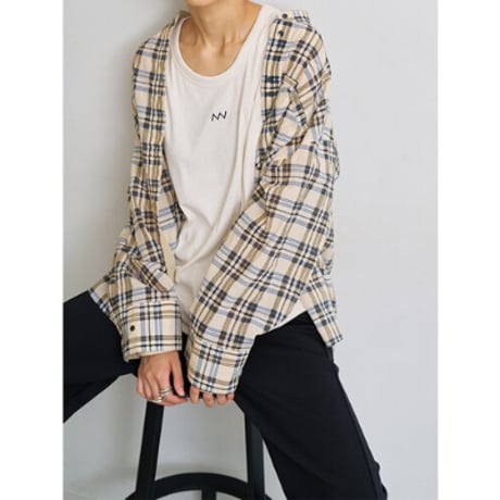 【YENN】CHECK BIG SHIRT