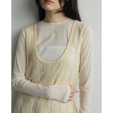 【anuke】Sheer Uneck Onepiece※10月上～11月上