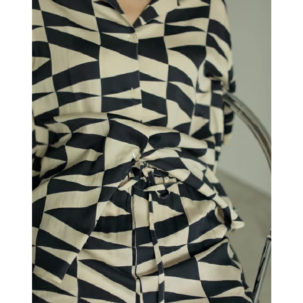 【2024SS✨】anuke Geometric Satin Shirts 総柄 ànuke】Geometric Satin Shirts | selectshop kusu