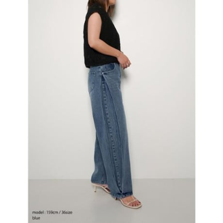 【YENN】SIDE PLEATED DENIMPT