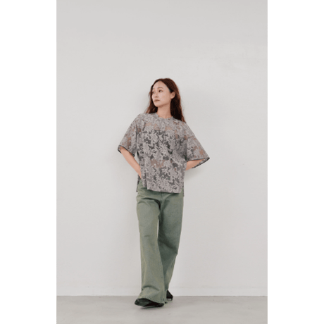 【Hella】rascel lace half sleeve top　※納期3月中旬〜4月中旬