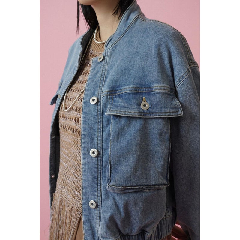 新品 CYAN tokyo スタンドカラーショートデニムジャケット