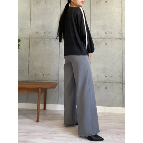 【ROSIEE】裾ダメージ加工リブパンツ