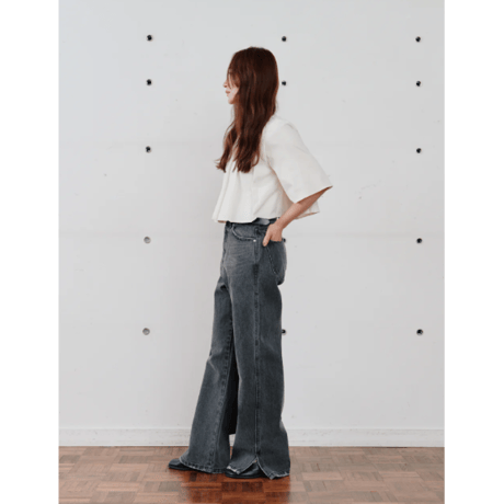 【Hella】unbrella pleats cropped top　※納期5月中旬〜6月中旬