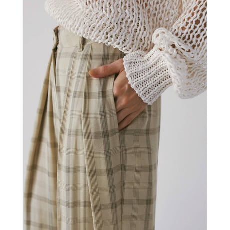 【anuke】Check Daubletuck Pants