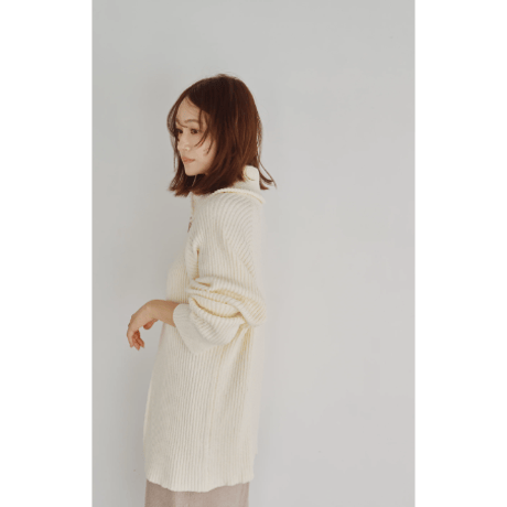 【Hella】Wide Collar Rib Zip Knit　※納期11月上旬～12月上旬
