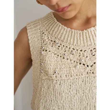 【YENN】METAL BEADS KNITVEST