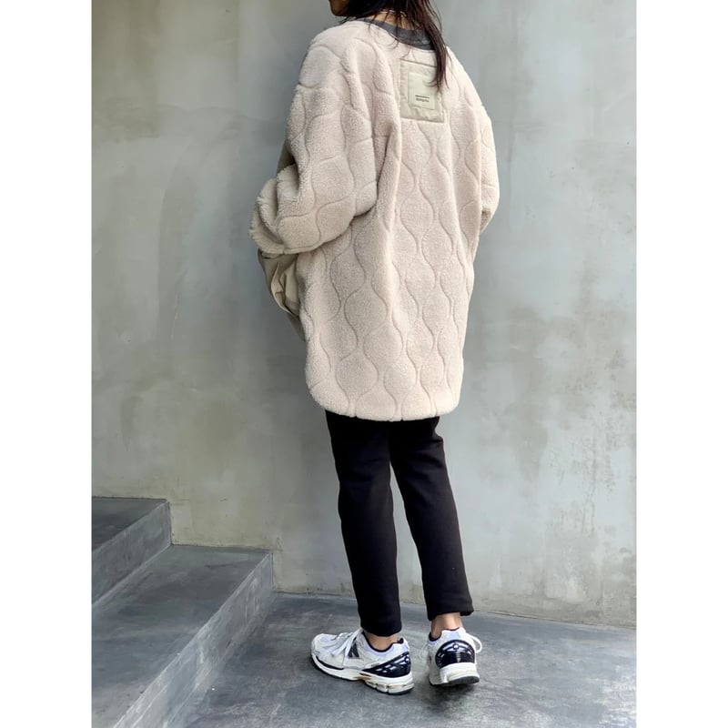 極美品　アナイ　23SSコットンポリメッシュブルゾン　アイボリー　36 flamingo farm】ノーカラーボアブルゾン 150265 | selectshop