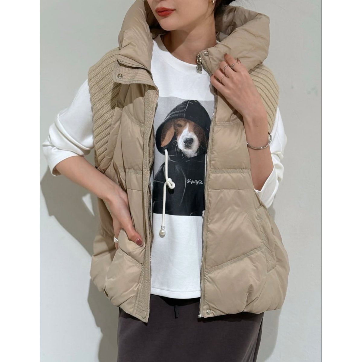 ニットドッキング ダウンベスト新品✨(kusukusu) kusukusu select】ニットドッキング中綿ベスト | selectshop kus