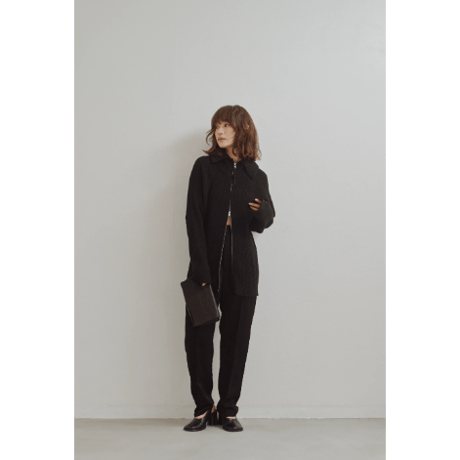 【Hella】Wide Collar Rib Zip Knit　※納期11月上旬～12月上旬