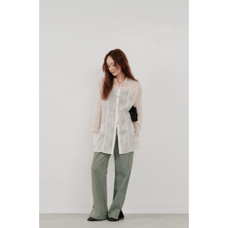 【Hella】cut jacquard long shirt　※納期3月中旬〜4月中旬