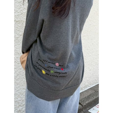 【ROSIEE】レタリング刺繍カーディガン