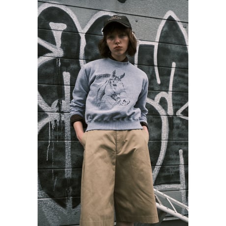 【LE MELANGE】ホースプリント クルーネックスウェット　 ※納期9月上旬～10月上旬