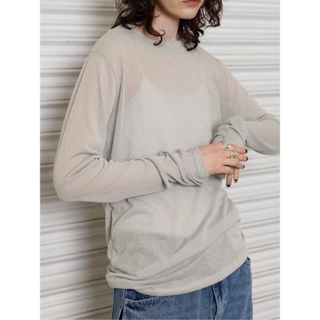 【YENN】SHEER RIB LONG TEE