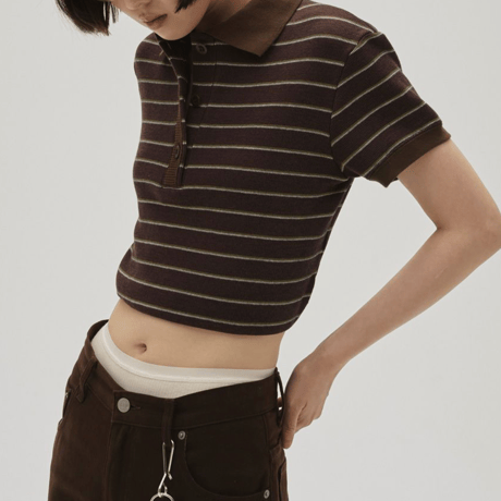 【TODAYFUL】Border Polo Tops