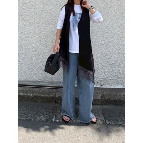 【ROSIEE】アシンメトリーサテンレースジレ