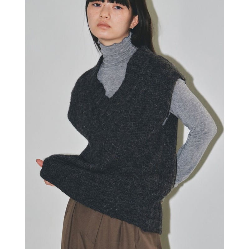 柄デザイン無地Todayful Mottle Yarn Knit Vest