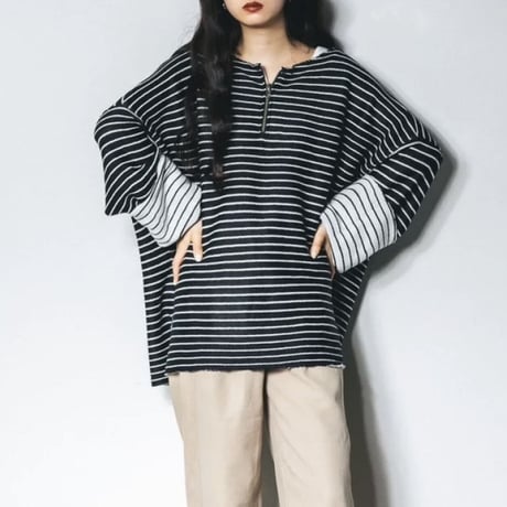 【AGAWD】リバーシブルボーダーニット