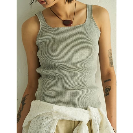 【YENN】LINEN RIB TANKTOP