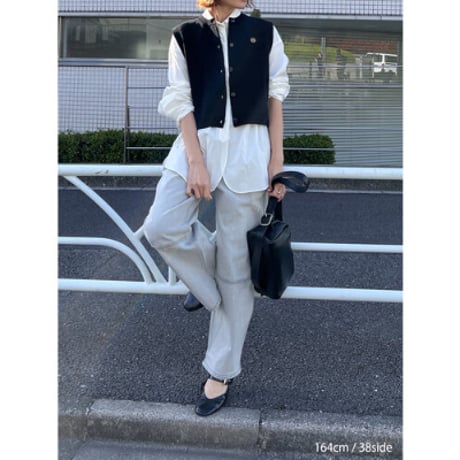 【YENN】HIGH RISE TUCK WIDE　ライトグレー