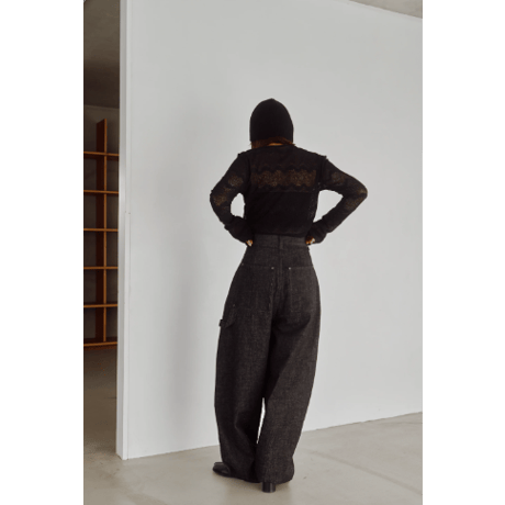 【Hella】Flocked Lace Sheer Top　※納期9月上旬～10月上旬