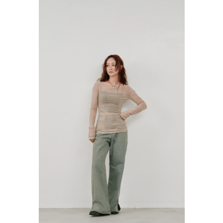 【Hella】flocky tulle top　※納期2月中旬〜3月中旬