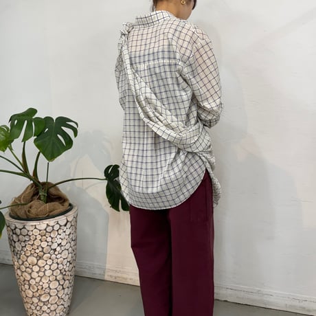 【cafune】sheer check scarf shirts