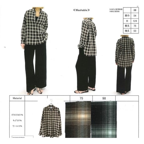 カフネ　今季春夏チェックシャツ　試着のみ　38 お値下げ中 カフネ 今季春夏チェックシャツ 試着のみ 38 お値下げ期間中