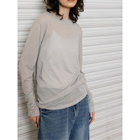 【YENN】SHEER RIB LONG TEE